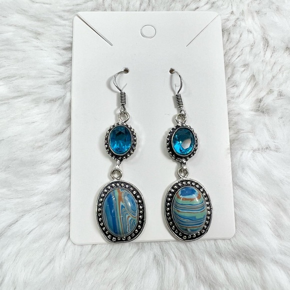 Rainbow Calsilica Leopard 925 Gemstone Pendant Bracelet Earrings Only Set - Picture 4 of 10